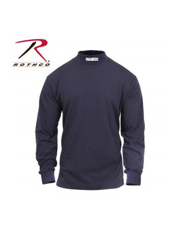 Rothco Mock neck Long Sleeve Shirt Navy  with PARAMEDIC on Neck